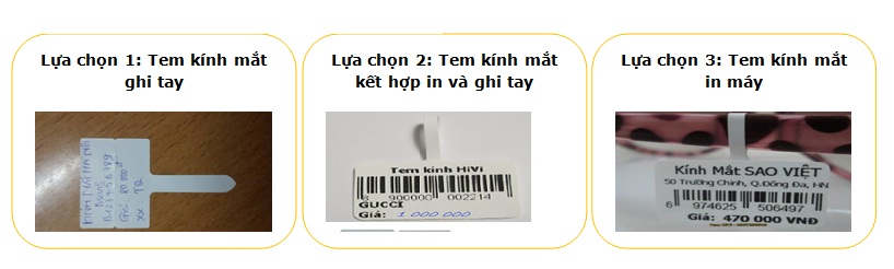 Các lựa chọn sử dụng tem kính mắt
